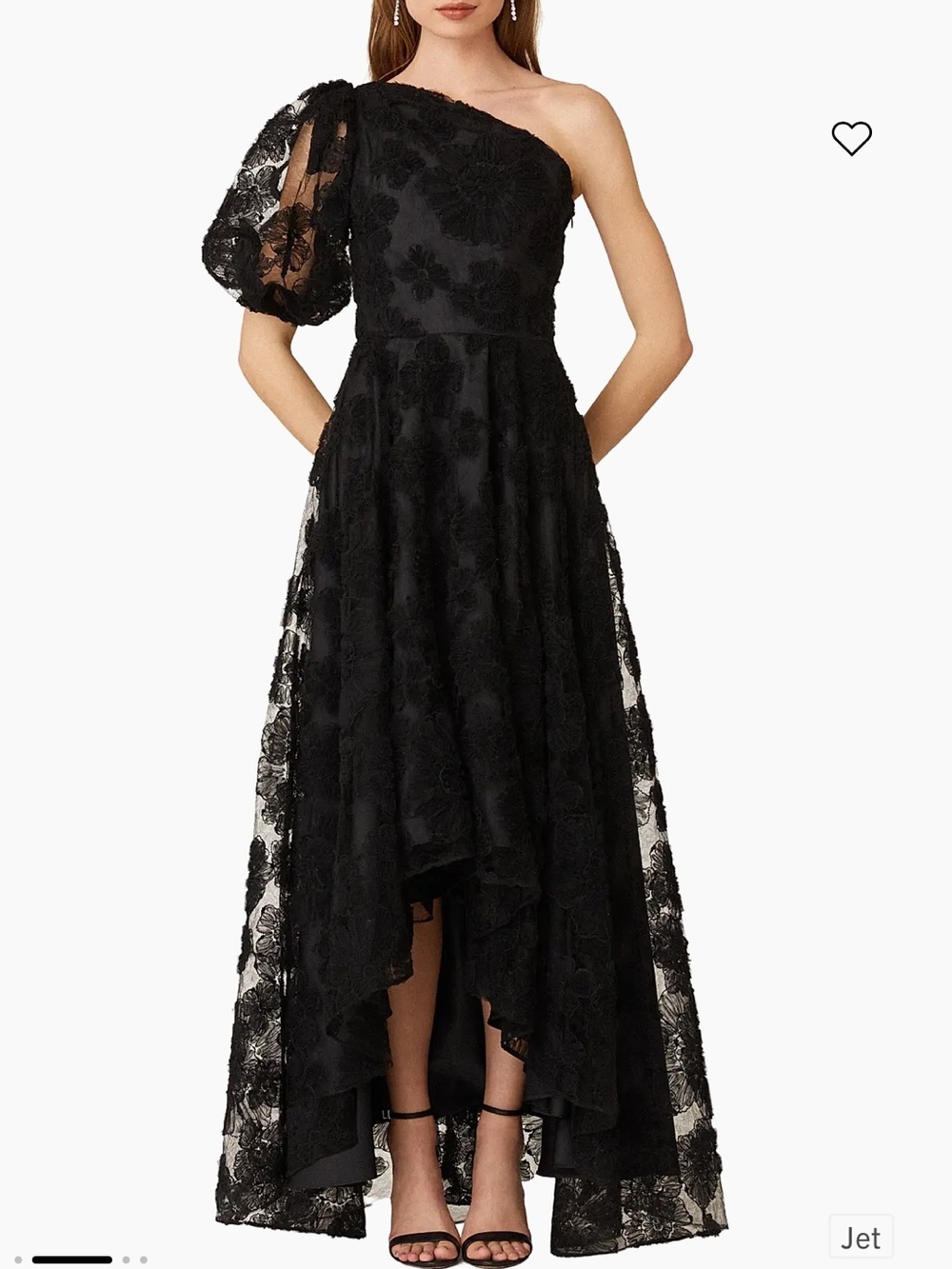 Shoshanna Noho One-Shoulder Floral Tulle Gown Black Size 6